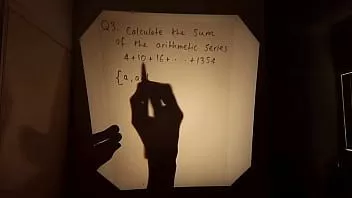 تشغيل Tibees asmr يحل أسئلة امتحان الرياضيات بجهاز عرض علوي