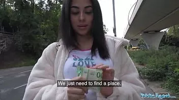 Play Public agent - pretty british brunette teen sucks and fucks big cock outside after nearly getting run over by a runaway fake taxi